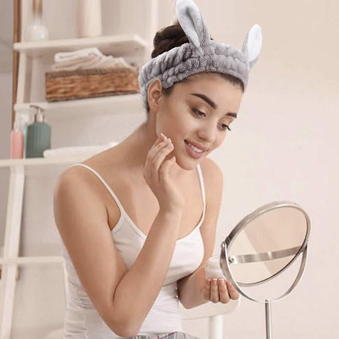 Bandeau de maquillage lapin pelucheux (3 pièces) - Boutique Ecom