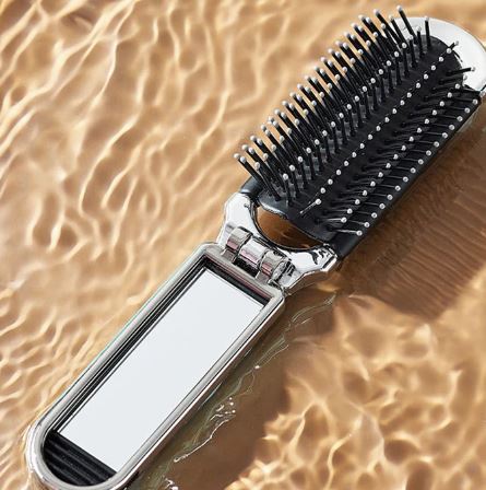 Brosse à cheveux avec miroir pliant de voyage - Boutique Ecom